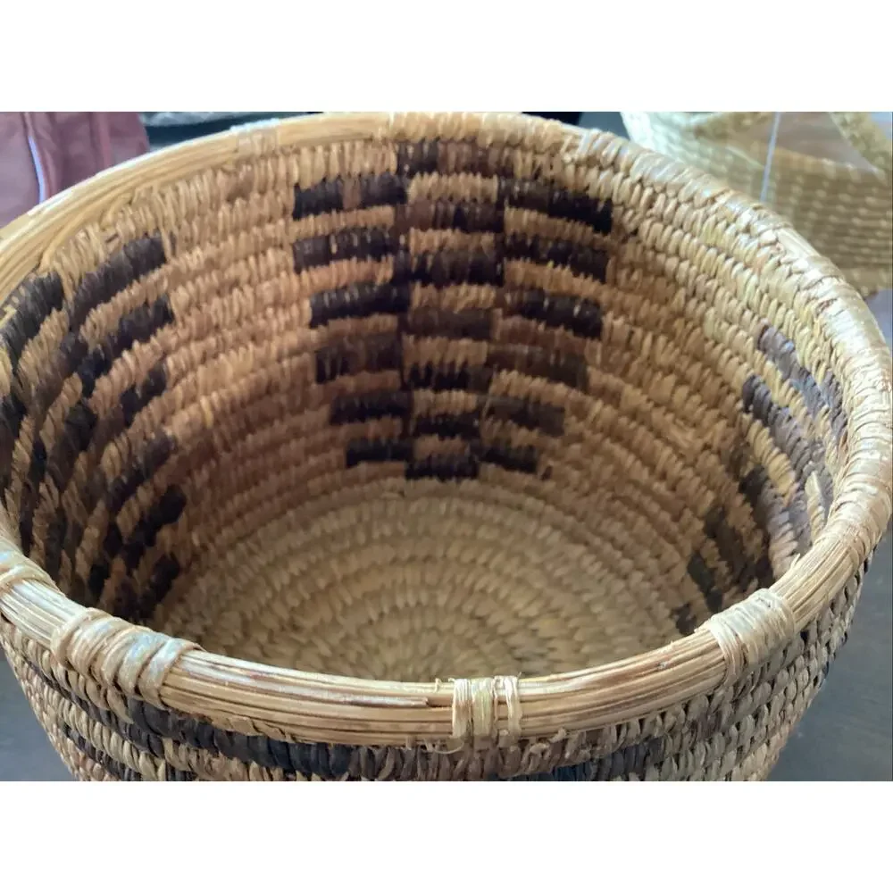 OLD NATIVE AMERICAN Tohono O'odham Papago PIMA Cylindrical Basket 6.5 T 7.5 W
